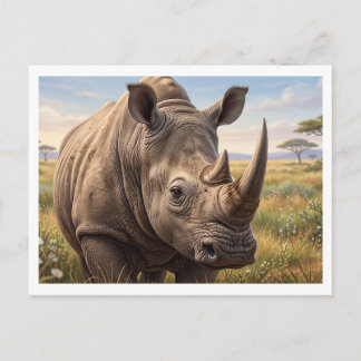 Carte Postale Portrait de rhinocéros sauvage en gros plan dans l