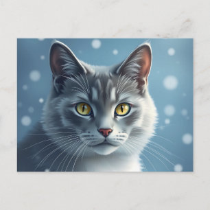Carte Postale Portrait de Russe Bleu Tranquille aux Bleus Doux