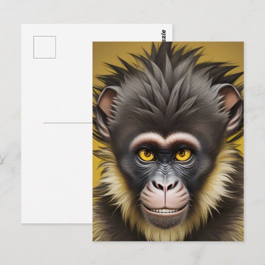 Carte Postale Portrait de singe drôle (Devant / Derrière)
