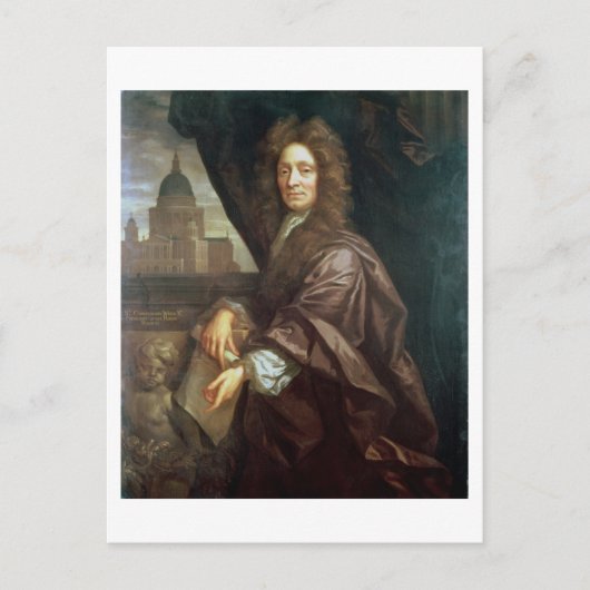 Carte Postale Portrait de Sir Christopher Wren (huile sur toile) (Devant)