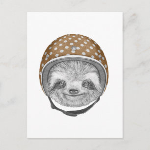 Carte Postale Portrait De Sloth   Casque moto