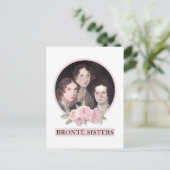 Carte Postale Portrait de soeurs Bronte avec roses roses roses (Debout devant)