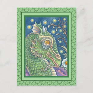 CARTE POSTALE PORTRAIT DE TÊTE DE DRAGON MÉDIÉVAL, IMAGINAIRE SI