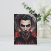 Carte Postale Portrait de Vampire Effrayant avec Crocs (Debout devant)