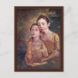 Carte Postale Portrait Des Filles Du Peintre Avec Un Chat