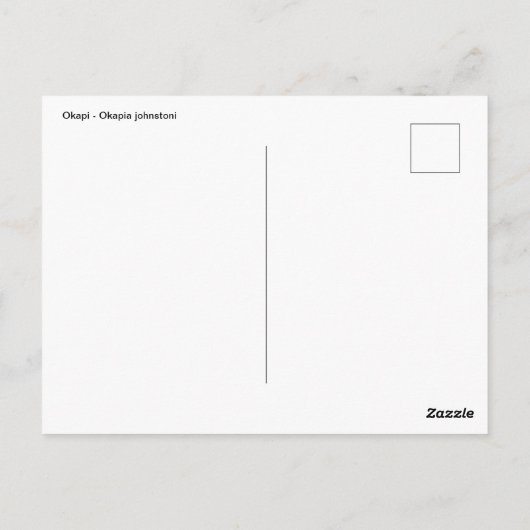Carte Postale Portrait d'okapi (Dos)