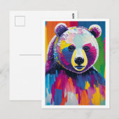 Carte Postale Portrait d'ours coloré (Devant / Derrière)