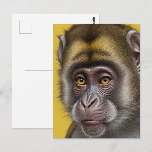 Carte Postale Portrait drôle de singe (Devant / Derrière)