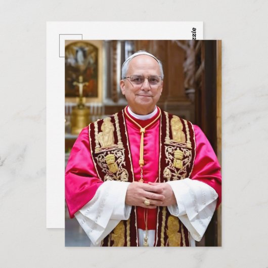 Carte Postale Portrait du Pape Léon XIV (Devant / Derrière)