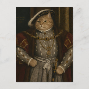 Carte Postale Portrait du roi chat Tudor – Henri VIII Chat Renai