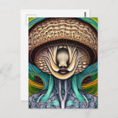 Carte Postale Portrait d'un champignon avec des caractéristiques (Devant / Derrière)