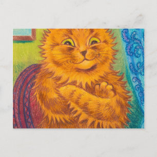 Carte Postale Portrait d'un chat Orange littéraire de Louis Wain