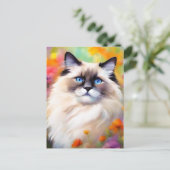 Carte Postale Portrait d'un chat Ragdoll Relax (Debout devant)