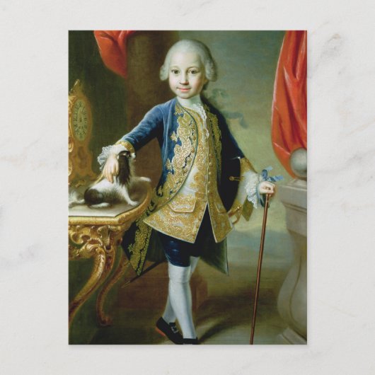 Carte Postale Portrait d'un garçon avec animal de compagnie espa (Devant)