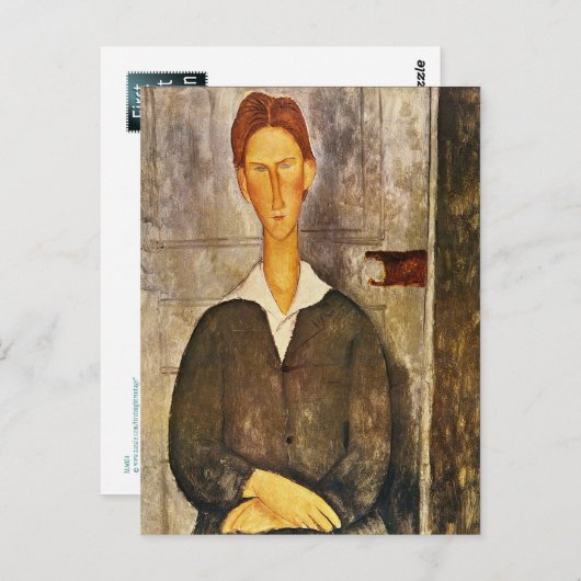 Carte Postale Portrait d'un jeune homme - Amedeo Modigliani (Devant / Derrière)