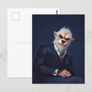 Carte Postale Portrait d'un loup-garou en costume