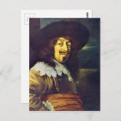 Carte Postale Portrait d'un officier par Frans Hals (Devant / Derrière)