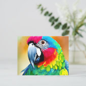 Carte Postale Portrait d'un perroquet coloré (Debout devant)