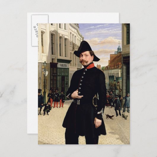 Carte Postale Portrait d'un policier à Douai en 1848 (Devant / Derrière)