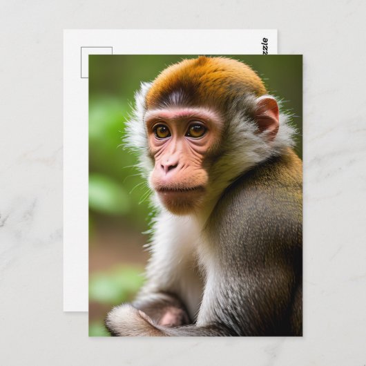 Carte Postale Portrait d'un singe (Devant / Derrière)