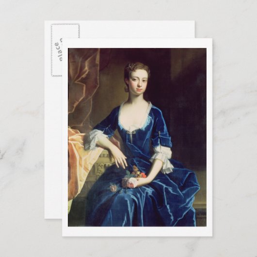 Carte Postale Portrait d'une dame en robe de velours bleu (huile (Devant / Derrière)