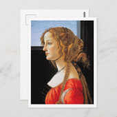 Carte Postale Portrait d'une dame, Sandro Botticelli (Devant / Derrière)