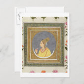 Carte Postale Portrait d'une dame tenant un pétale de lotus, (Devant / Derrière)