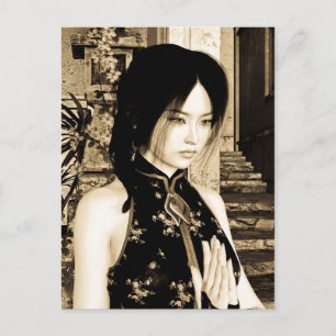 Carte Postale Portrait d'une femme asiatique vintage