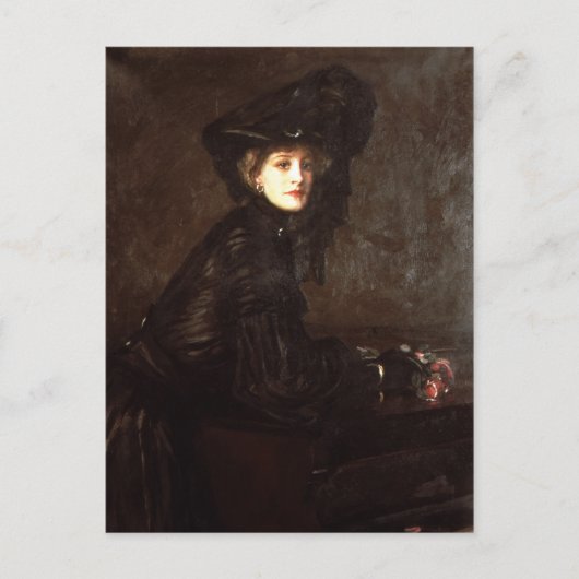 Carte Postale Portrait d'une femme en noir par Sir John Lavery (Devant)