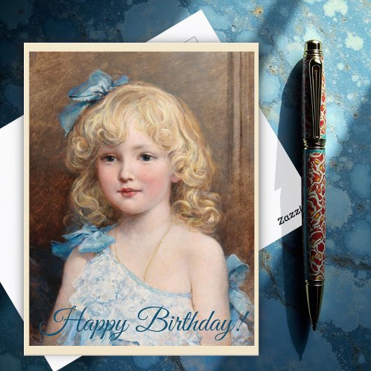 Carte Postale Portrait d'une fille en robe bleue, Heywood Hardy