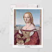 Carte Postale Portrait D'Une Jeune Femme Avec Unicorne Par Raffa (Devant / Derrière)