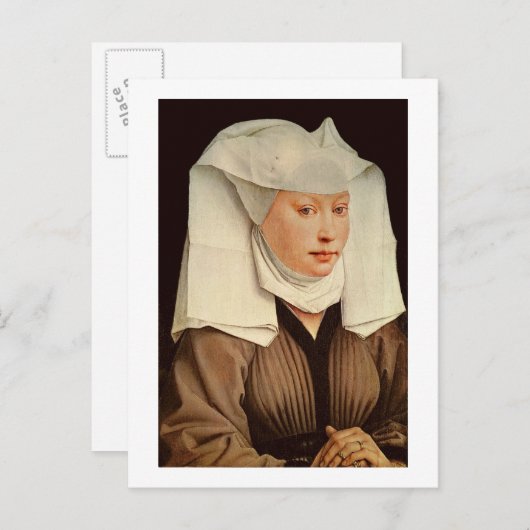 Carte Postale Portrait d'une jeune femme dans un Casquette en pe (Devant / Derrière)