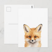Carte Postale portrait d'une jolie aquarelle renard (Devant / Derrière)