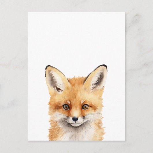 Carte Postale portrait d'une jolie aquarelle renard (Devant)