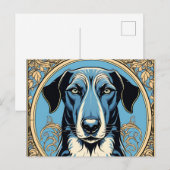 Carte Postale Portrait élégant Greyhound Art Nouveau (Devant / Derrière)