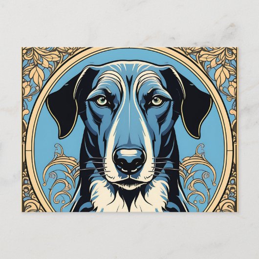 Carte Postale Portrait élégant Greyhound Art Nouveau (Devant)