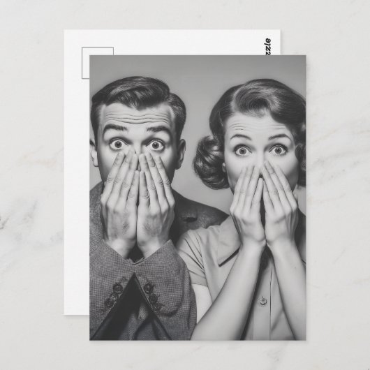 Carte Postale Portrait en couple rétro choqué (Devant / Derrière)