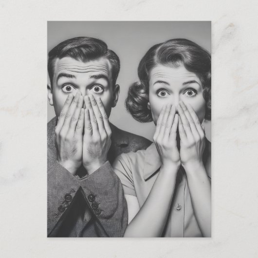 Carte Postale Portrait en couple rétro choqué (Devant)