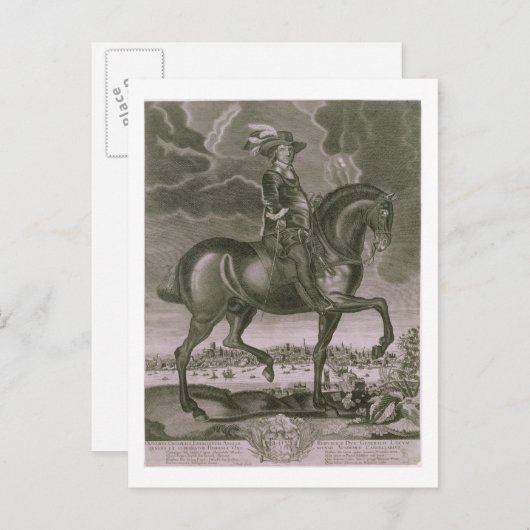 Carte Postale Portrait équestre d'Oliver Cromwell (1599-1658) (Devant / Derrière)