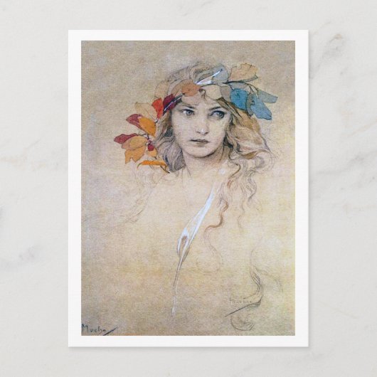 Carte Postale Portrait (Étude), Alphonse Mucha Postcard (Devant)