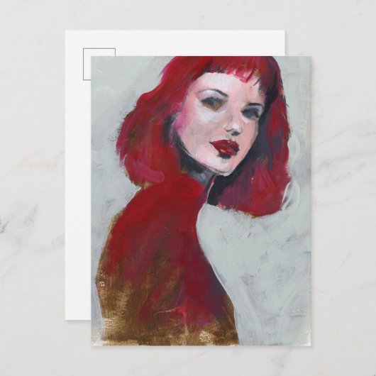 Carte Postale Portrait Fem - Rouge (Devant / Derrière)