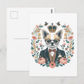 Carte Postale Portrait folk du roi Chihuahua (Devant / Derrière)