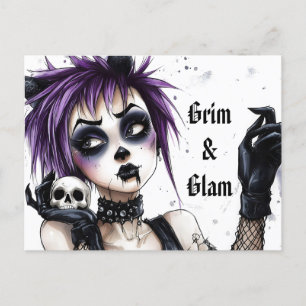 Carte Postale Portrait gothique pour fille - Grim & Glam