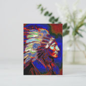 Carte Postale Portrait graphique en chef indien américain (Debout devant)