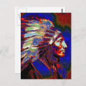 Carte Postale Portrait graphique en chef indien américain (Devant / Derrière)