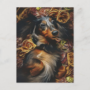 Carte Postale Portrait Haut Angle De Dachshund Allongé Sur Le Ch