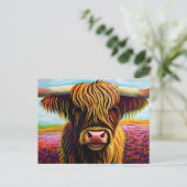 Carte Postale Portrait Highland Cow Art (Debout devant)