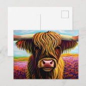 Carte Postale Portrait Highland Cow Art (Devant / Derrière)
