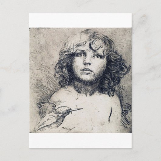 Carte Postale Portrait (imprimé cuivre), Alphonse Mucha (Devant)