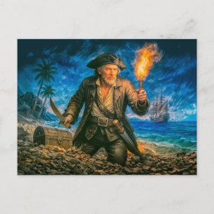 Carte Postale Portrait légendaire du pirate Capitaine Kidd